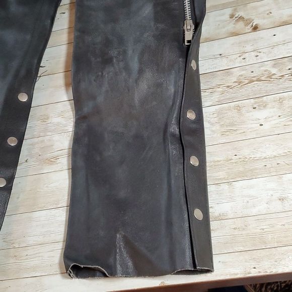 Event Leather Motorcycle Chaps Women's Black‎ Zipper Snaps Lace-Up Back Buckle S - Picture 8 of 16